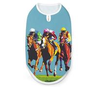Jockeys Horses Racing Print Dog Shirts Pet Clothes Sleeveless Tank Top for Small Puppy and Cats