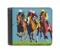 Jockeys Horses Racing Printed Bifold Wallet with Hidden Compartments Pocket Money and Credit Card Holder for Men Women