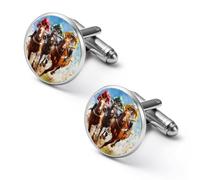 Jockeys Horses Racing Sports Men's Alloy Cufflinks Classic Cuff Link Fashion Shirt Accessories for Business Party Wedding 1.7cm