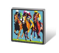 Jockeys Horses Racing Square Brooch Pin Lapel Pins Tie Suit Dress Accessories Wedding Birthday for Men Women