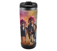 Jockeys Racing Horse Game 12oz Coffee Cup Travel Mug Stainless Steel Double Walled Insulated Tumbler with Lid