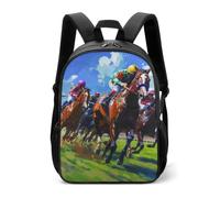 Jockeys Racing Horses Casual Daypack Daily Backpacks Travel Shoulder Bag with Adjustable Straps for Women Men