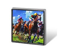Jockeys Racing Horses Custom Lapel Pins Square Brooch Tie Suit Dress Accessories for Men Women Wedding Birthday