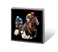 Jockeys Racing Horses Custom Lapel Pins Square Brooch Tie Suit Dress Accessories for Men Women Wedding Birthday