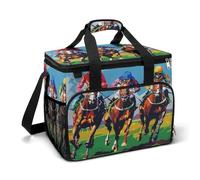 Jockeys Racing Horses Large Lunch Bag Soft Cooler Bag Insulated Thermal Bag Reusable Grocery Bags for Office Picnic Beach