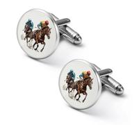 Jockeys Racing Horses Personalized Cufflinks for Men Classic Business Wedding Shirt Cuff Links Gift 0.7" 0.8"