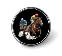 Jockeys Racing Horses Round Brooch Pin Lapel Pins Tie Suit Dress Accessories Wedding Birthday Gifts for Men Women