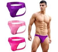 JOCKLAND Jock Strap Thongs, Sexy Brief Underwear for Men Athletic Supporters Underpants, Pink+purple+hot Pink, XL
