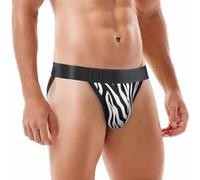 JOCKLAND Jock Strap Thongs, Sexy Brief Underwear for Men Athletic Supporters Underpants, Zebra, XL