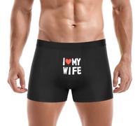 JOCKLAND Mens Funny Boxer briefs Hilarious Gag Gifts For Men, Mens Novelty Underwear Boxer Briefs No Fly, I Love My Wife, M