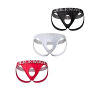 JOCKMAIL 3 Pack Jock strap for Men Open Cut Jockstraps Athletic Supporter Underwear for Modern Style & Everyday Comfort (UK, Alpha, M, Regular, Regular, BLACK+WHITE+RED)