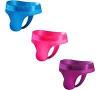 JOCKMAIL 3PCS/Pack Men Brief Bikini Underwear Bundles of 3 Sexy Mens Thongs Athletic Briefs (M,Purple+red+blue)