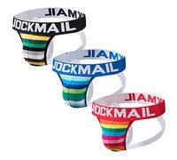 JOCKMAIL 3PCS/Pack Men Briefs Jockstrap Cotton Mens Rainbow Stripe Jock Strap Comfortable Mens Jockstrap