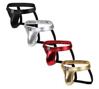 JOCKMAIL 4PCS/Pack 2020 Sexy Mens Briefs Jockstrap Underwear Hot Mens Briefs Pack (L, Gold+Silver+Black+Red)