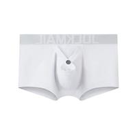 JOCKMAIL Men Boxer Cotton Mens Underwear with Jock Belt Cockstrap Pouch U Convex Bulge Cotton Breathable Men Underwear Bullets Separated Ring (XXL, White)