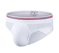 JOCKMAIL Men Briefs Underwear Mesh Soft Cotton Low Rise Men Underwear Briefs (XL, White2)