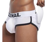 JOCKMAIL Men Padded Underwear Mesh Butt Lifting Back Hip Padded Men's Boxers Short Buttoceks Underpants (UK, Alpha, L, Regular, Regular, Dark Blue)