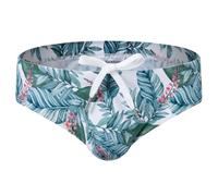 JOCKMAIL Men’s Swim Briefs Low Rise Printed Swimwear with Removable Pad Beach Pool Spa Trunks (UK, Alpha, XL, Regular, Regular, 713tropical Jungle)