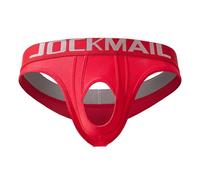 JOCKMAIL Men’s Thong Underwear Cut-Out G-Strings Thongs Bulge Pouch T-Back Thong for Club Workout Daily Wear (UK, Alpha, XL, Regular, Regular, red)