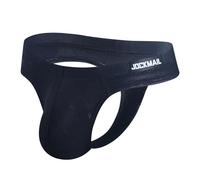 JOCKMAIL Men’s Thong Underwear Low Rise G-String Breathable Bikini Pouch T-Back Briefs for Gym & Nights Out (UK, Alpha, XL, Regular, Regular, black)