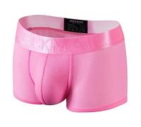 JOCKMAIL Mens Boxer Brief Candy Cute Soft Ice Silk Men's Underwear Panties Bright Color Male Underpants Shorts One Pack, Pink, XL