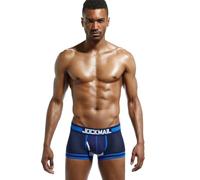 JOCKMAIL Men's Boxer Shorts Quick-Dry Mesh with Support Pouch Mens Boxers Mid Rise Underwear for Gym Office (UK, Alpha, L, Regular, Regular, 401navy)