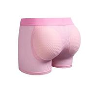 JOCKMAIL Mens Boxers with Butt Pad Underwear Sexy Mens Padded Underwear Mesh Hip-up Boxer Shorts Pink