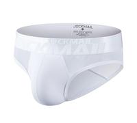 JOCKMAIL Mens Briefs Cotton Low Waist Sexy Comfort Breathable Men Brief Underwear, 375white, XL