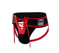JOCKMAIL Men's Briefs Jock Strap Athletic Supporter Wide Belt Comfortable Men Sport Underwear Briefs for Gym Sport - Red - Medium