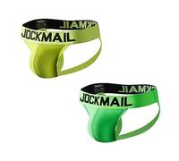 JOCKMAIL Mens Briefs Jock Strap Rainbow Breathable Men Sport Underwear Jockstrap for Gym Sport, Green+yellow, XL