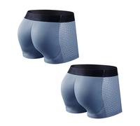 JOCKMAIL Mens Butt Padded Underwear Mens Mesh Boxer Briefs with Butt Enhancing Pads (UK, Alpha, M, Regular, Regular, Dark blue+Dark blue)
