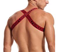 JOCKMAIL Men's Chest Harness Fitness Crop Top Muscle Sport Shoulder Body Chest Muscle Exercise Tops Strap Shoulder Bandage, red, L/XL