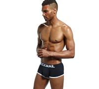 JOCKMAIL Men's Cotton Boxer Briefs Open Back Bottomless Sexy Backless Men Underpanties, Black, XL