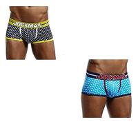 JOCKMAIL Mens Cotton Cute Star Soft Boxer Brief Mens Briefs Underwear Trunks 2 PACK (as8, alpha, x_l, regular, regular, Black+Blue)