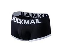JOCKMAIL Men's Cotton Underwear Jockstrap Sexy Bottomless Mens Boxer Briefs Backless Pants Trunks Shorts, Black, XL