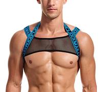 JOCKMAIL Men's Fitness Crop Top Body Chest Sports Shoulder Straps Muscle Exercise Tops Harness Shoulder Bandage, blue, L - XL