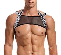 JOCKMAIL Men's Fitness Crop Top Body Chest Sports Shoulder Straps Muscle Exercise Tops Harness Shoulder Bandage, White, L - XL