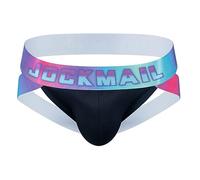 JOCKMAIL Mens Jockstrap Underwear Athletic Supporter Rainbow Wide Belt Men Sport Underwear Jock Strap (XL, BLACK)