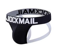 JOCKMAIL Mens Jockstrap Underwear Low Rise Cotton Jock Straps for Men Breathable U-Pouch Jock Strap for Gym Club and Office (UK, Alpha, XL, Regular, Regular, black)