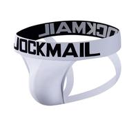 JOCKMAIL Mens Jockstrap Underwear Low Rise Cotton Jock Straps for Men Breathable U-Pouch Jock Strap for Gym Club and Office (UK, Alpha, XL, Regular, Regular, white)
