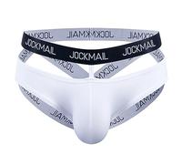 JOCKMAIL Mens Jockstrap Underwear Low Waist Athletic Supporter Mesh Breathable Jock Straps Male Underpants (M, WHITE)