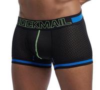 JOCKMAIL Mens Mesh Boxer Briefs Quick Drying Underwear Men Breathable Ice Silk Men's Underwear Trunks Underpanties, 401-black, M