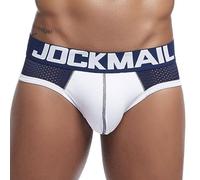 JOCKMAIL Mens Mesh Boxer Briefs Quick Drying Underwear Men Breathable Ice Silk Men's Underwear Trunks Underpanties, 351-dark Blue, M