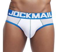 JOCKMAIL Mens Mesh Boxer Briefs Quick Drying Underwear Men Breathable Ice Silk Men's Underwear Trunks Underpanties, 351-white, L
