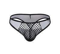 JOCKMAIL Mens Thong Underwear Mesh Men's G String Thongs Low Rise Men’s Bikini for Sport and Club Black