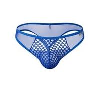 JOCKMAIL Mens Thong Underwear Mesh Men's G String Thongs Low Rise Men’s Bikini for Sport and Club Blue