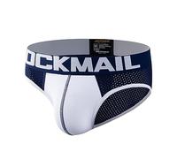 JOCKMAIL Sexy Men Underwear Briefs Mesh Shorts Sexy Mens Briefs Male Panties Breathable Cotton Underwear Boxers (M, 351DARKBLUE)