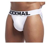 JOCKMAIL Sexy Mens Underwear Briefs Mesh Sexy Mens Briefs Bikinis Comfortable Mens Shorts Male Panties (M, White)
