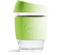 JOCO 12oz Travel Friendly Eco-innovative Borosilicate Reusable Classic Glass Coffee Cups, Microwave Safe Travel Coffee Cup, 100% Plastic Free Thermal Shock Resistant Glass Mug (Green Haze)
