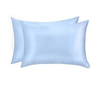 Jocoku 100% Mulberry Silk Pillowcases Set of 2 for Hair and Skin and Super Soft and Breathable Queen Size Nature Silk Pillowcases (Queen, Blue)